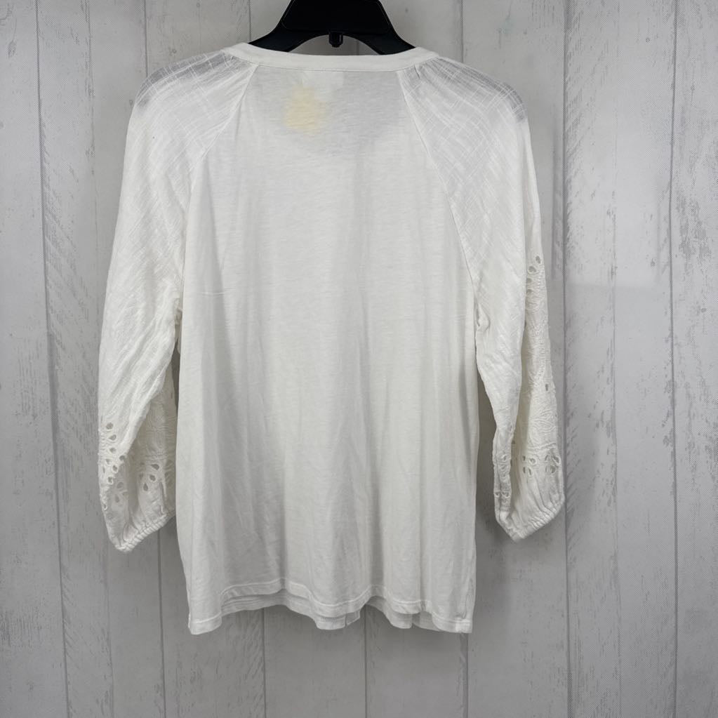 S button down eyelet slv top