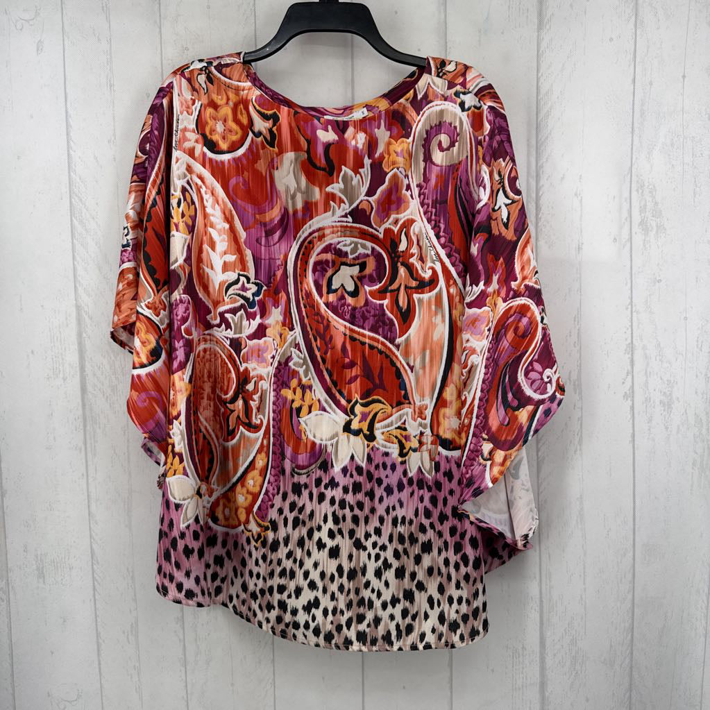 S/M mixed print flutter slv top