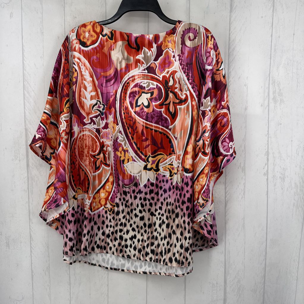 S/M mixed print flutter slv top