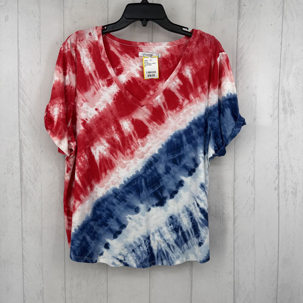 XL tie-dye v-neck s/s tee