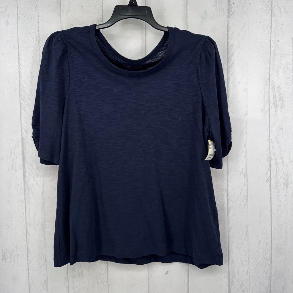 XL round neck ruched elbow slv tee