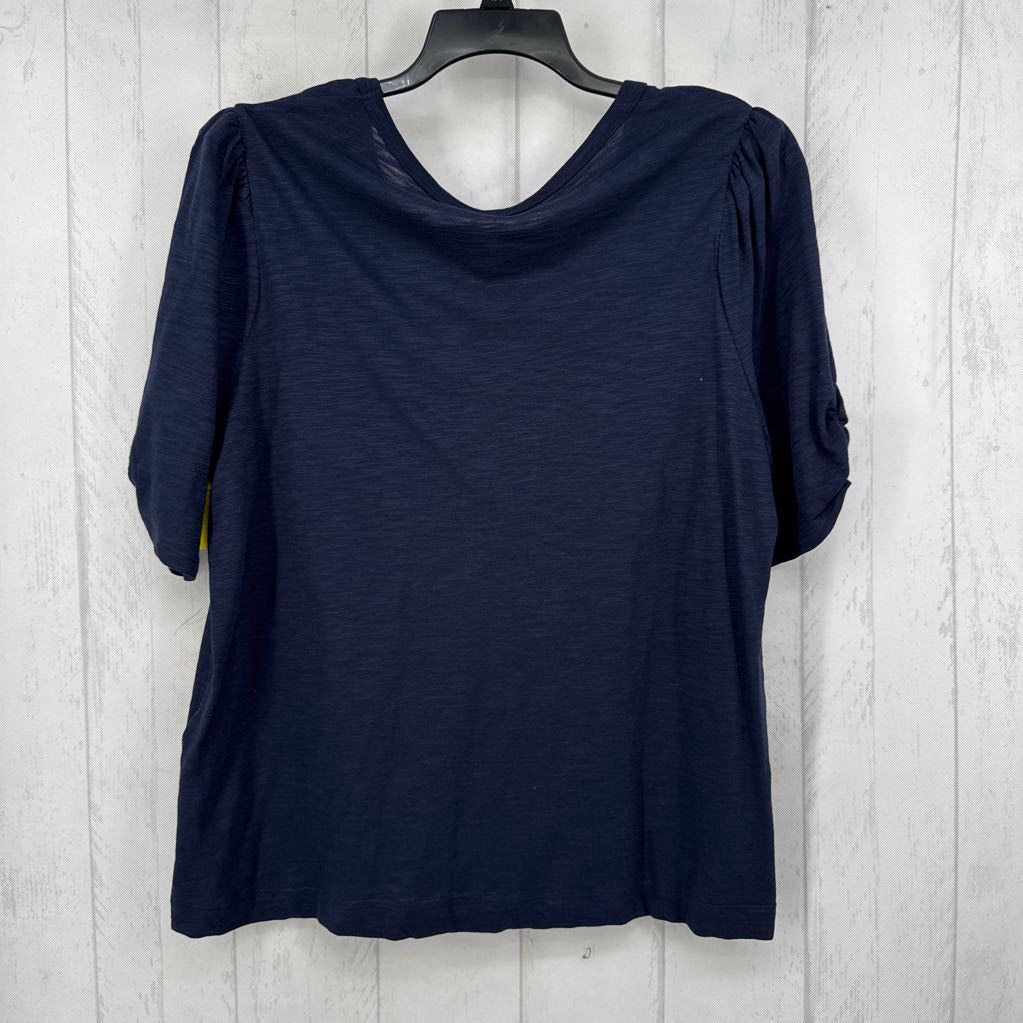 XL round neck ruched elbow slv tee