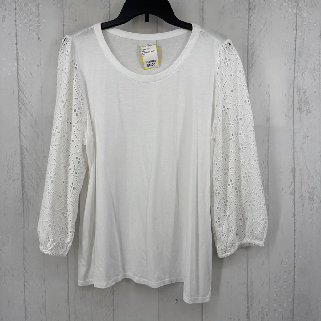 L eyelet slv tee 3/4 slv