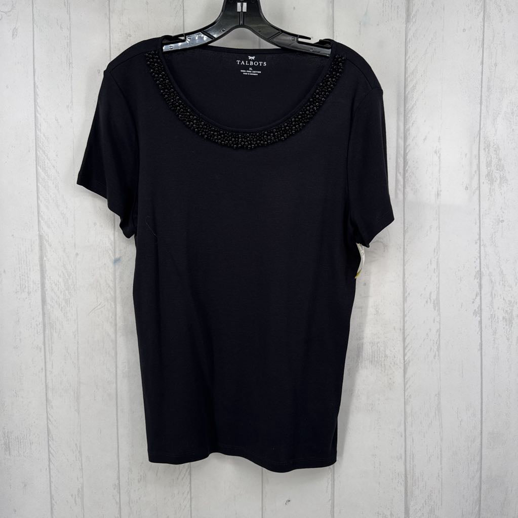 XL beaded round neck s/s tee