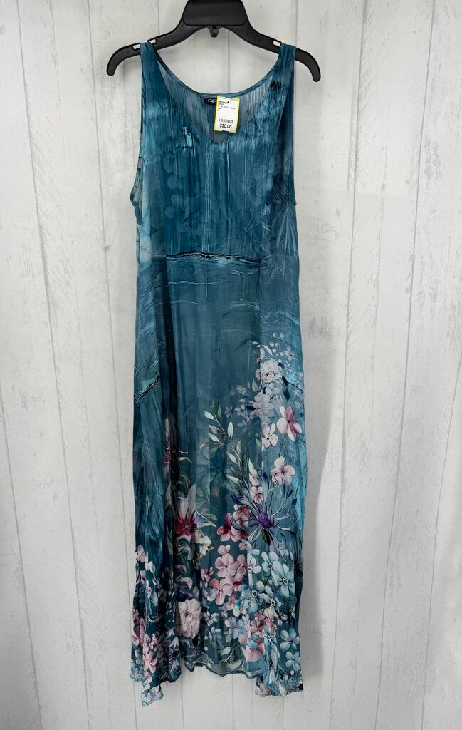 M flo print v-neck slvls dress