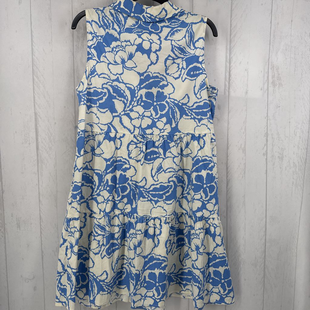 M flo print button down slvls dress