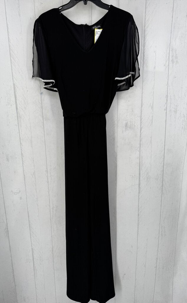 M rhinestone slv belted jumpsuit