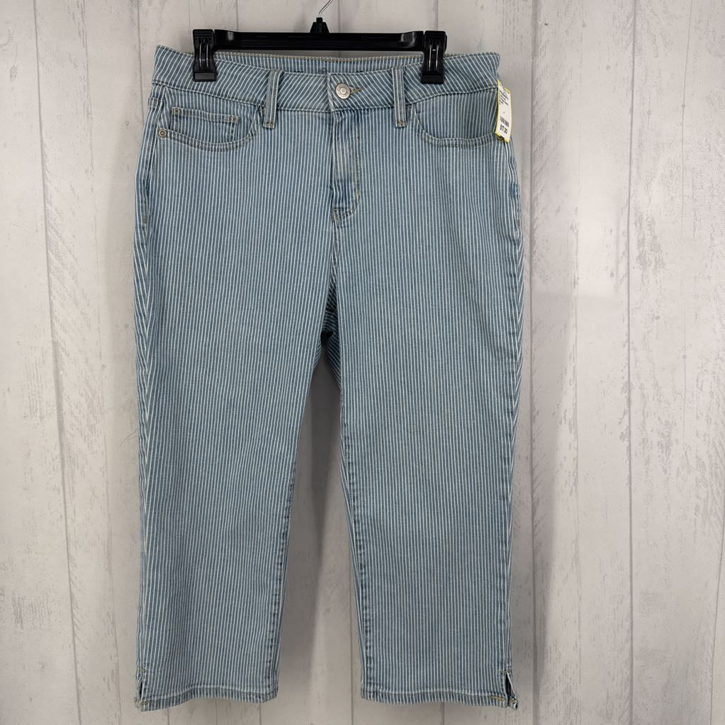 10 striped denim capris