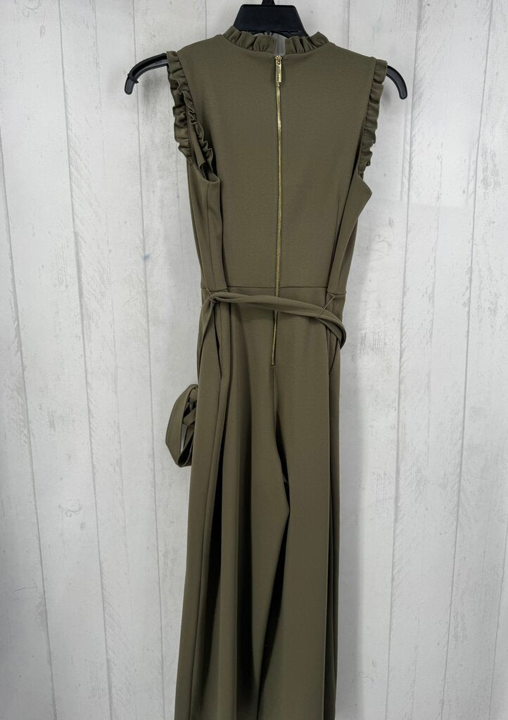 8 ruffled trim v-neck slvls jumpsuit