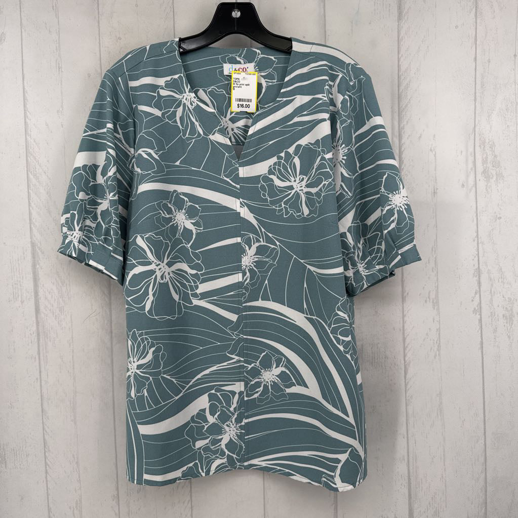 M flo print split neck s/s tee