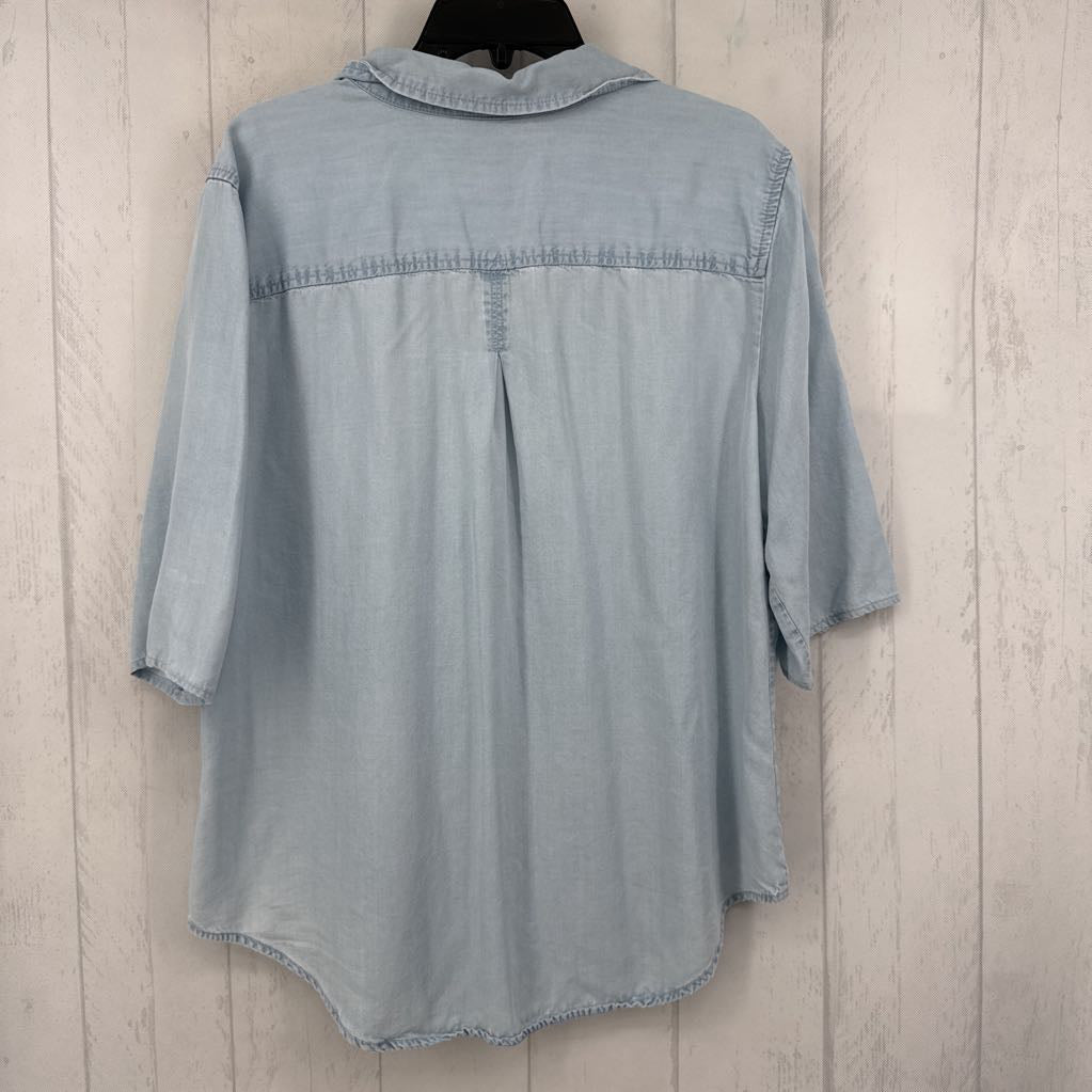 L chambray quarter button down s/s top