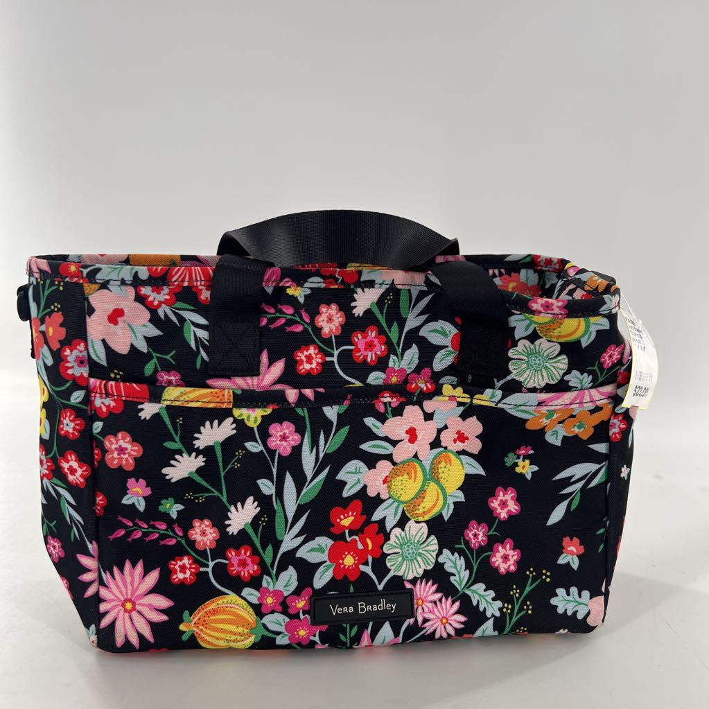 floral multi-compartment open tote