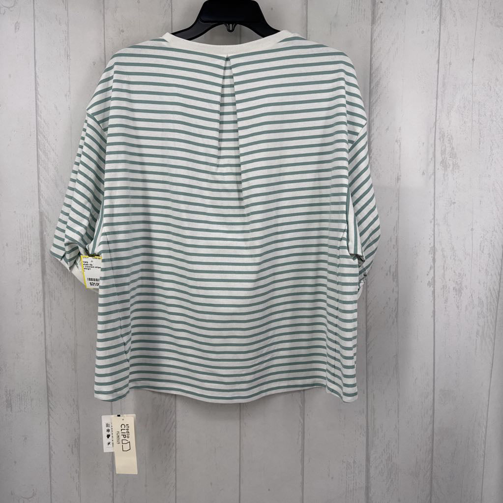 L crewneck striped s/s top