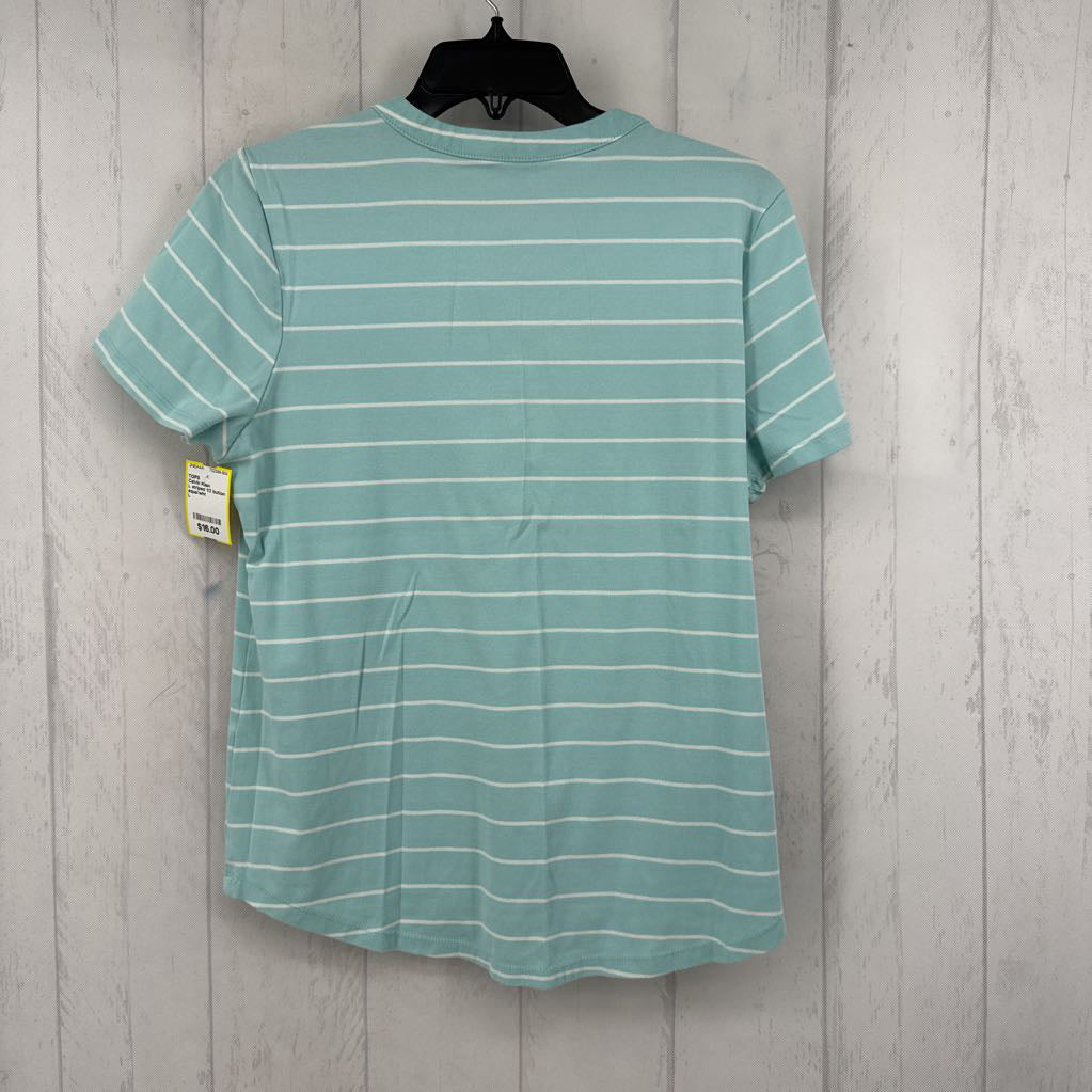 L striped 1/2 button down s/s tee