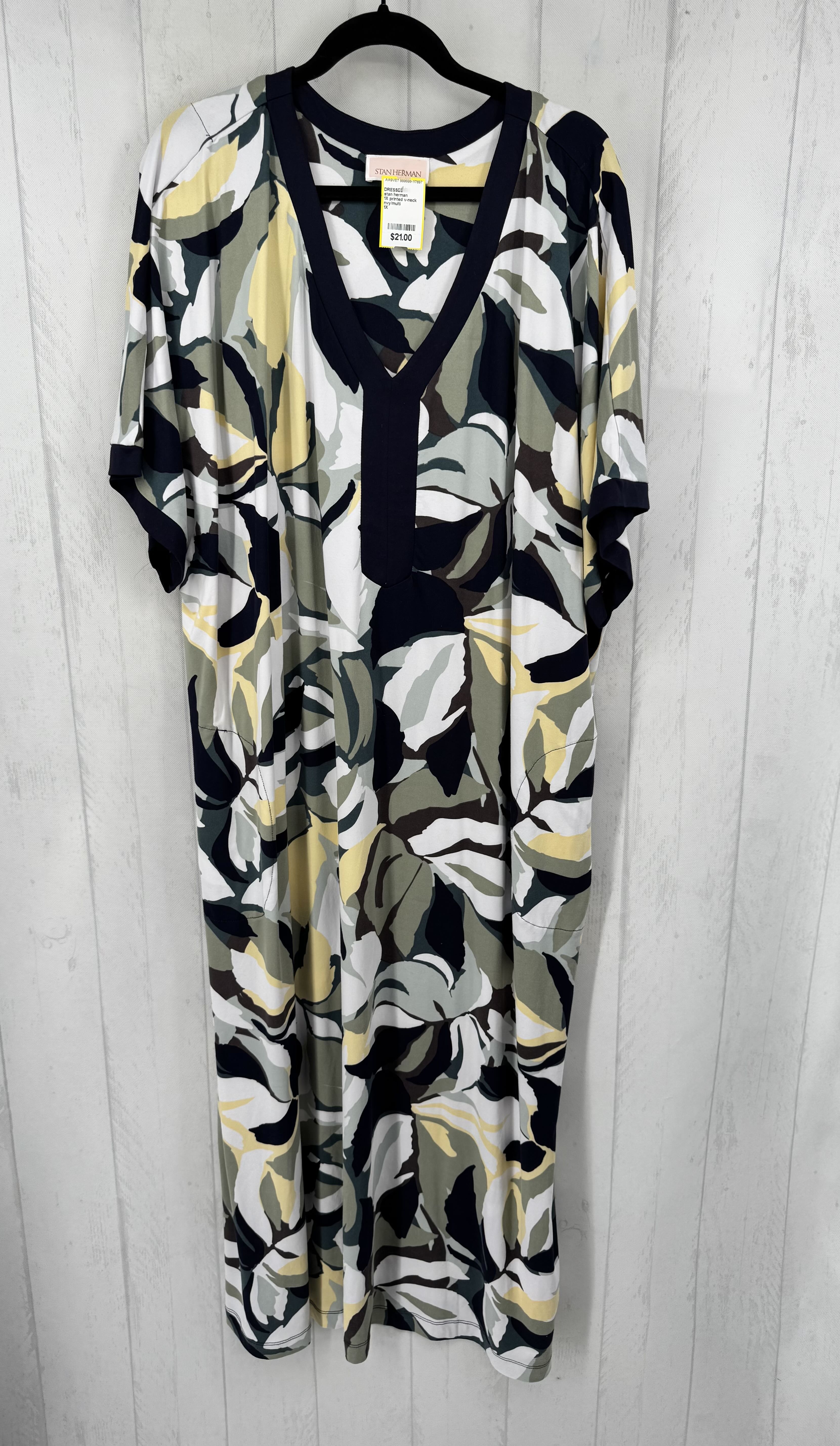 1X printed v-neck caftan