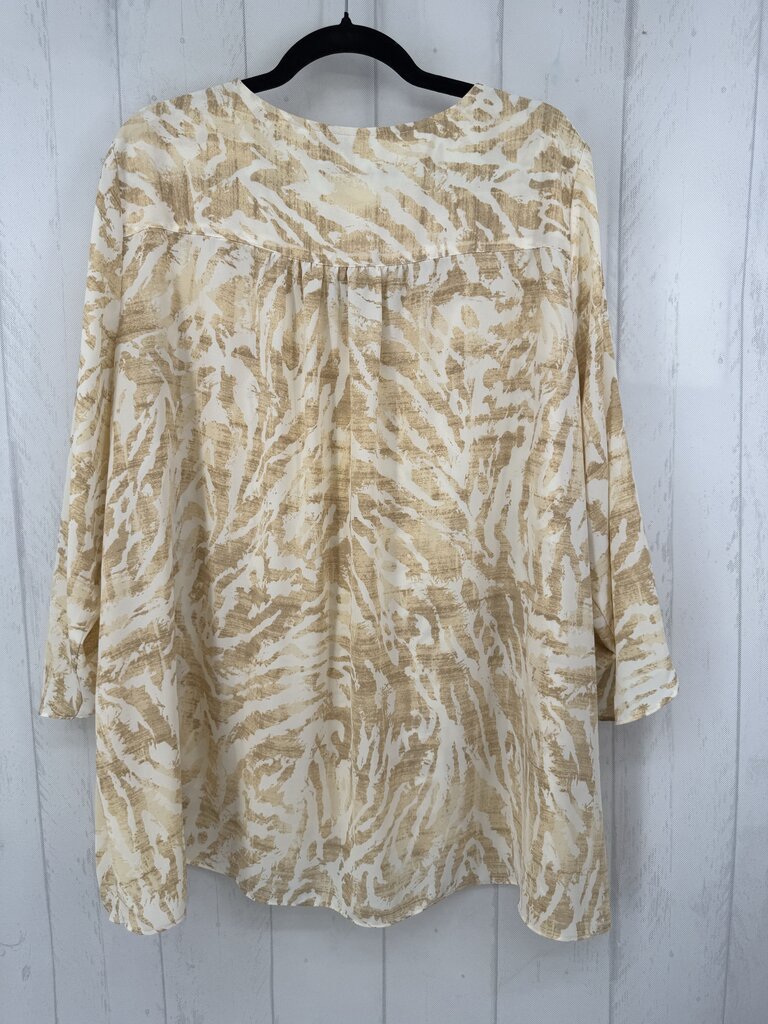 2X printed v-neck flowy slv top