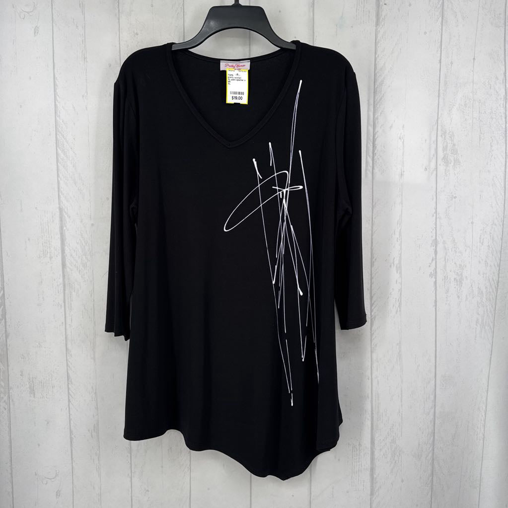 XL paint splatter v-neck 3/4 slv tunic