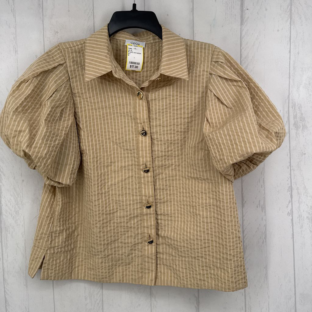 M puffy slv button s/s shirt