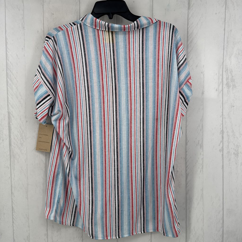 L cuff s/s stripe button shirt
