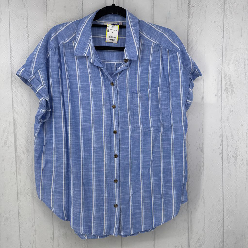 XXL cuff s/s stripe button shirt