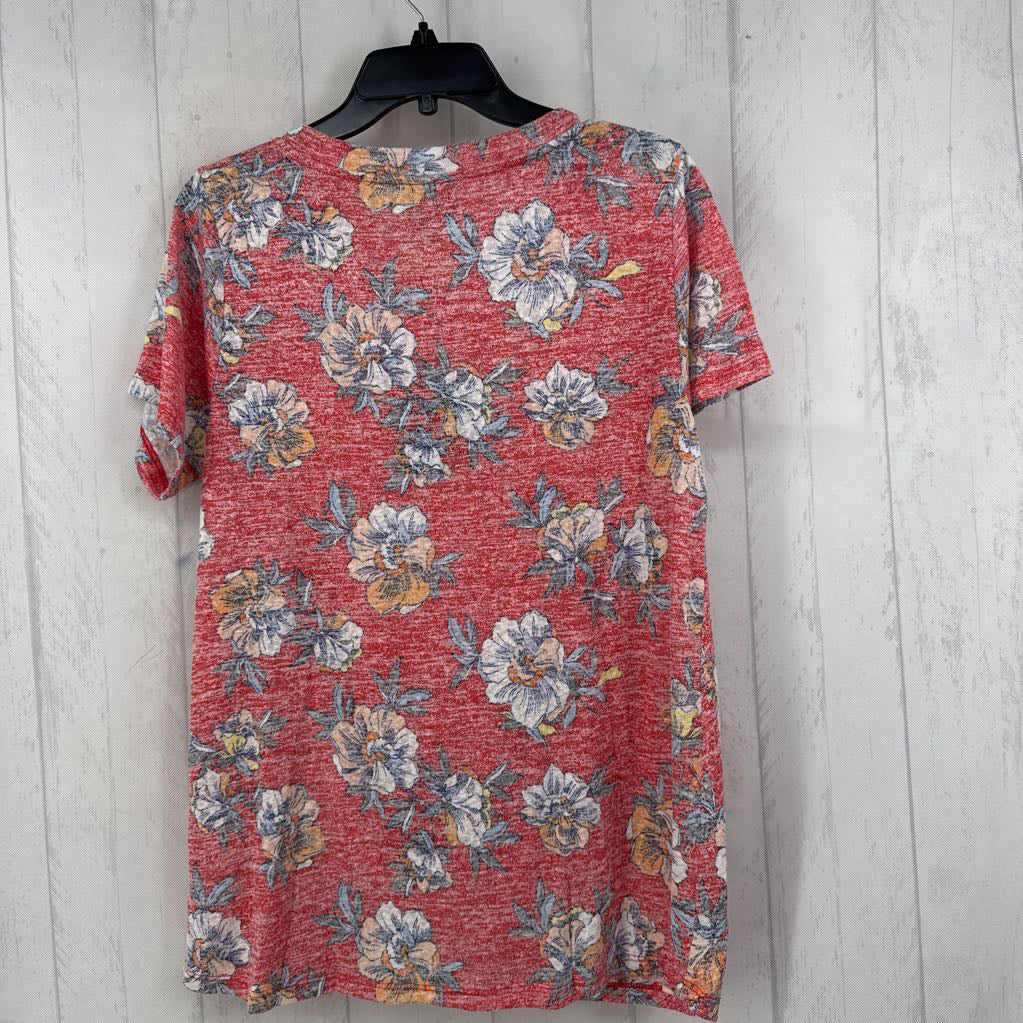 XL s/s flower print twist top