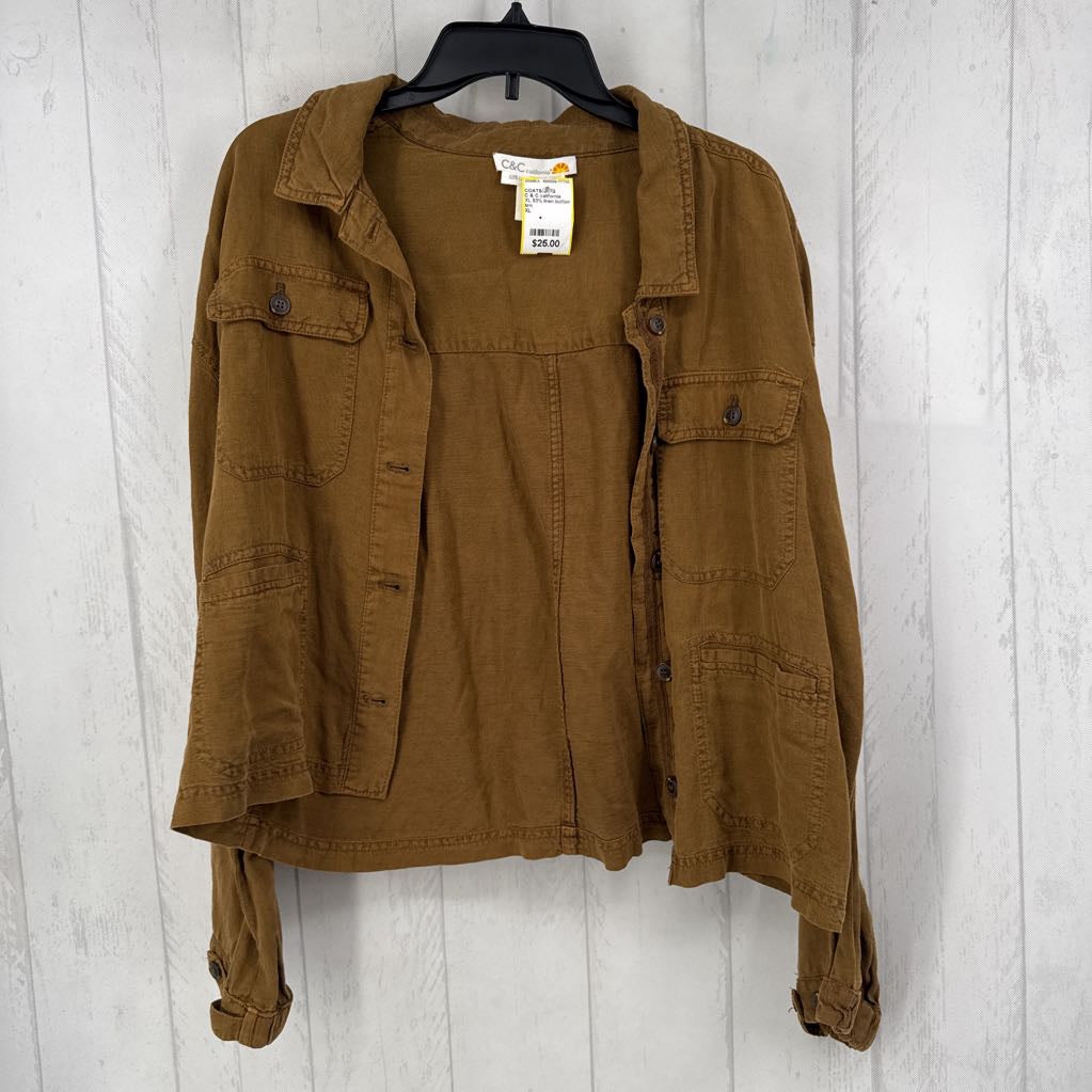 XL 53% linen button l/s jacket