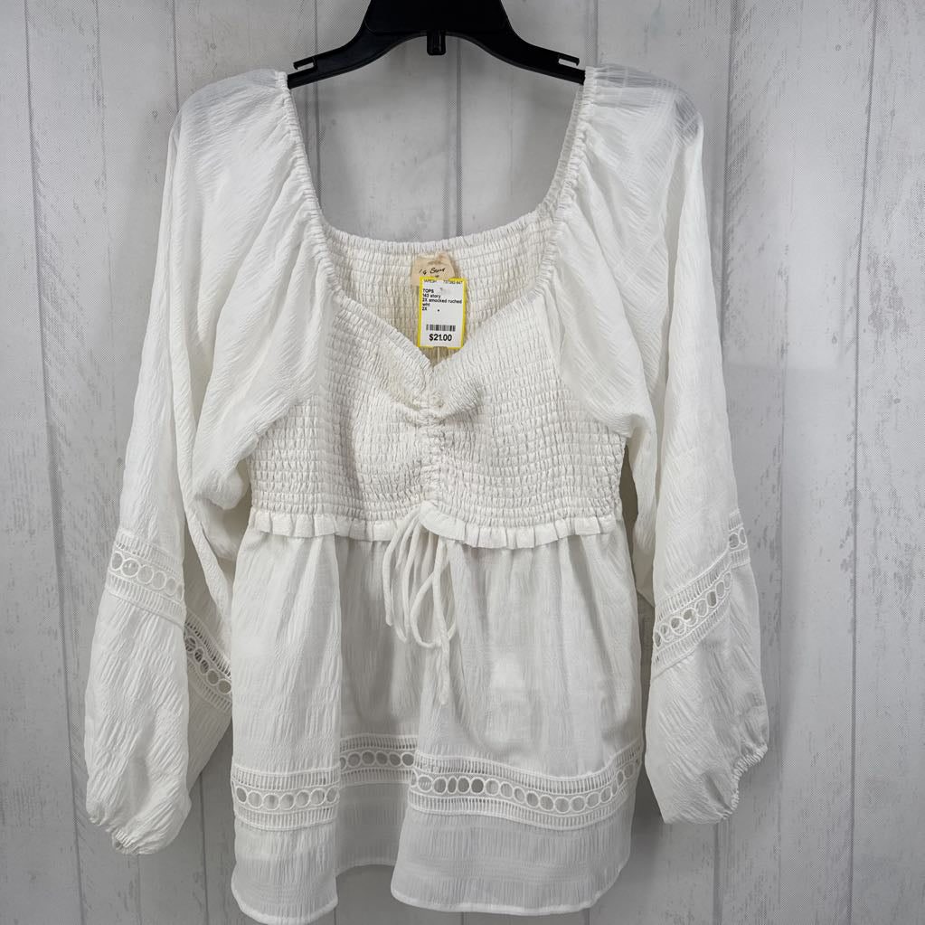 2X smocked ruched l/s top