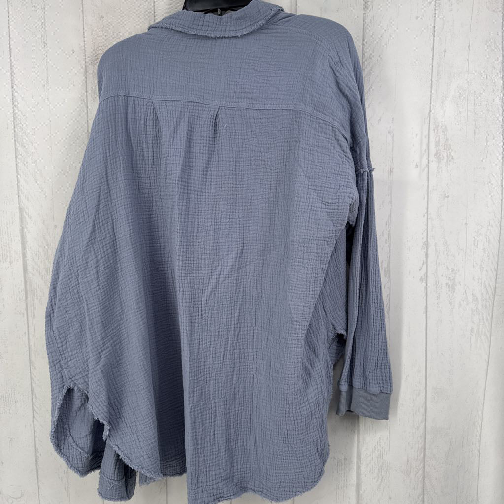 XL gauze button down l/s top