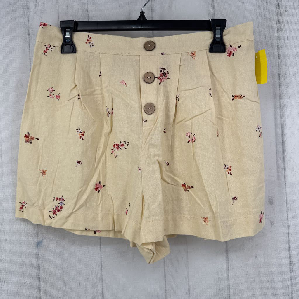 XL button front flo print shorts