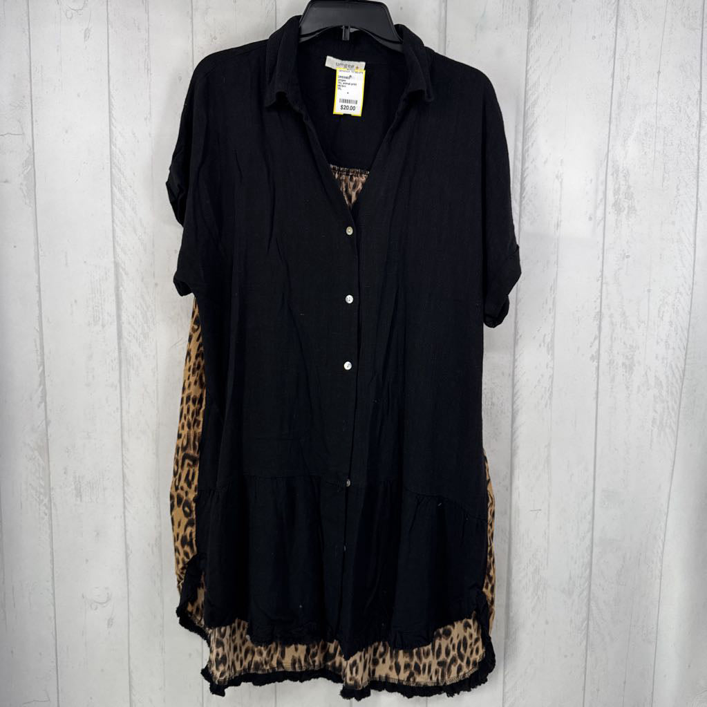 1XL animal print button down s/s dress