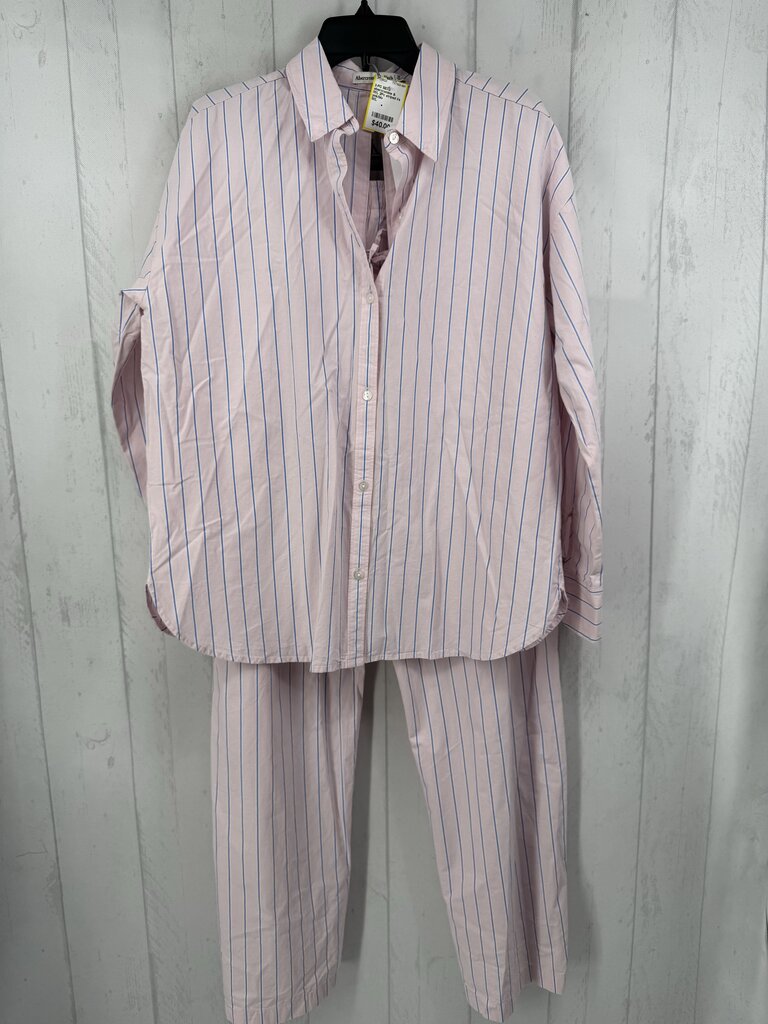 M/L 2Pc striped l/s top & pants lounge set