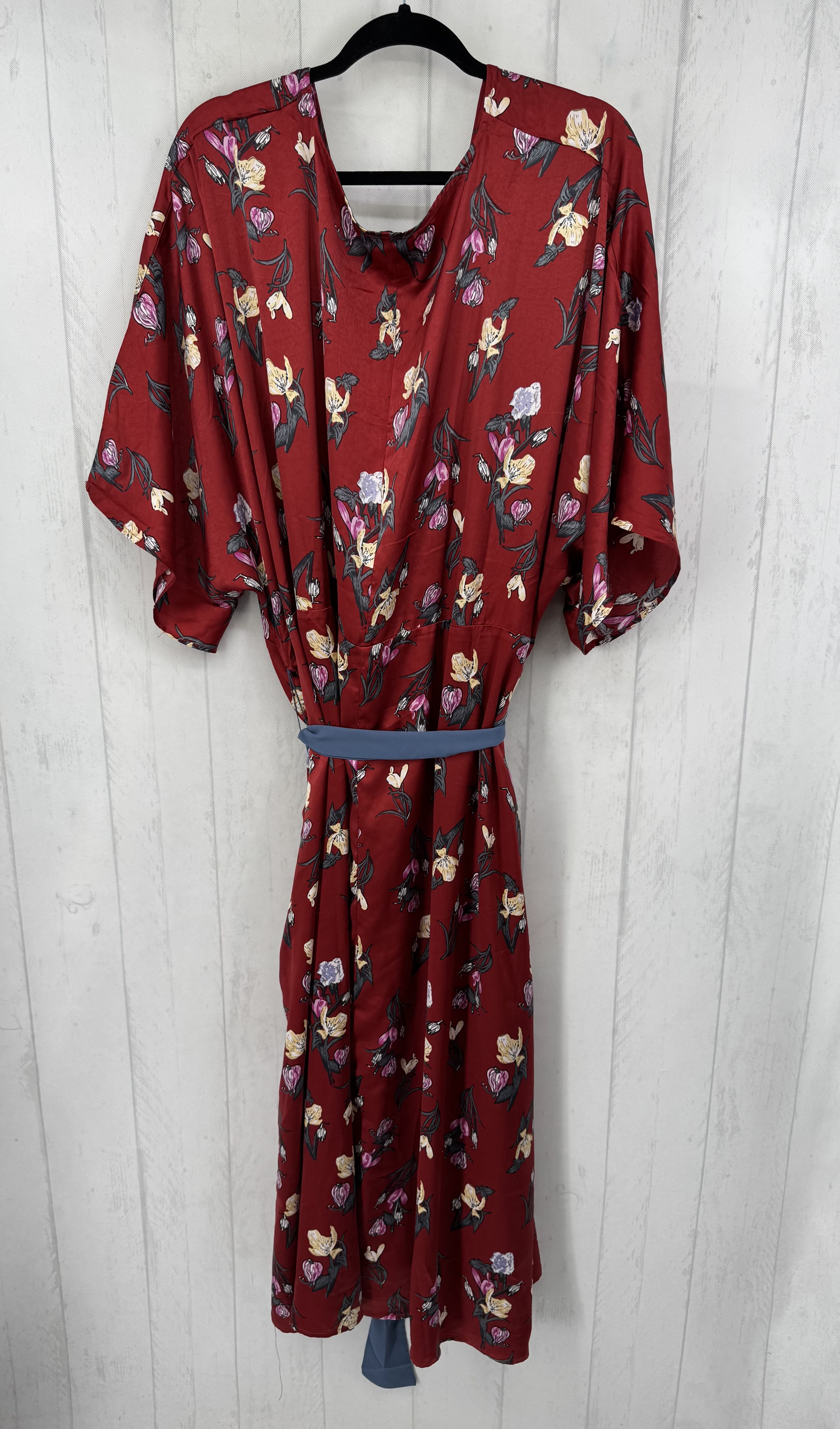 5X flo print dolman slv wrapdress