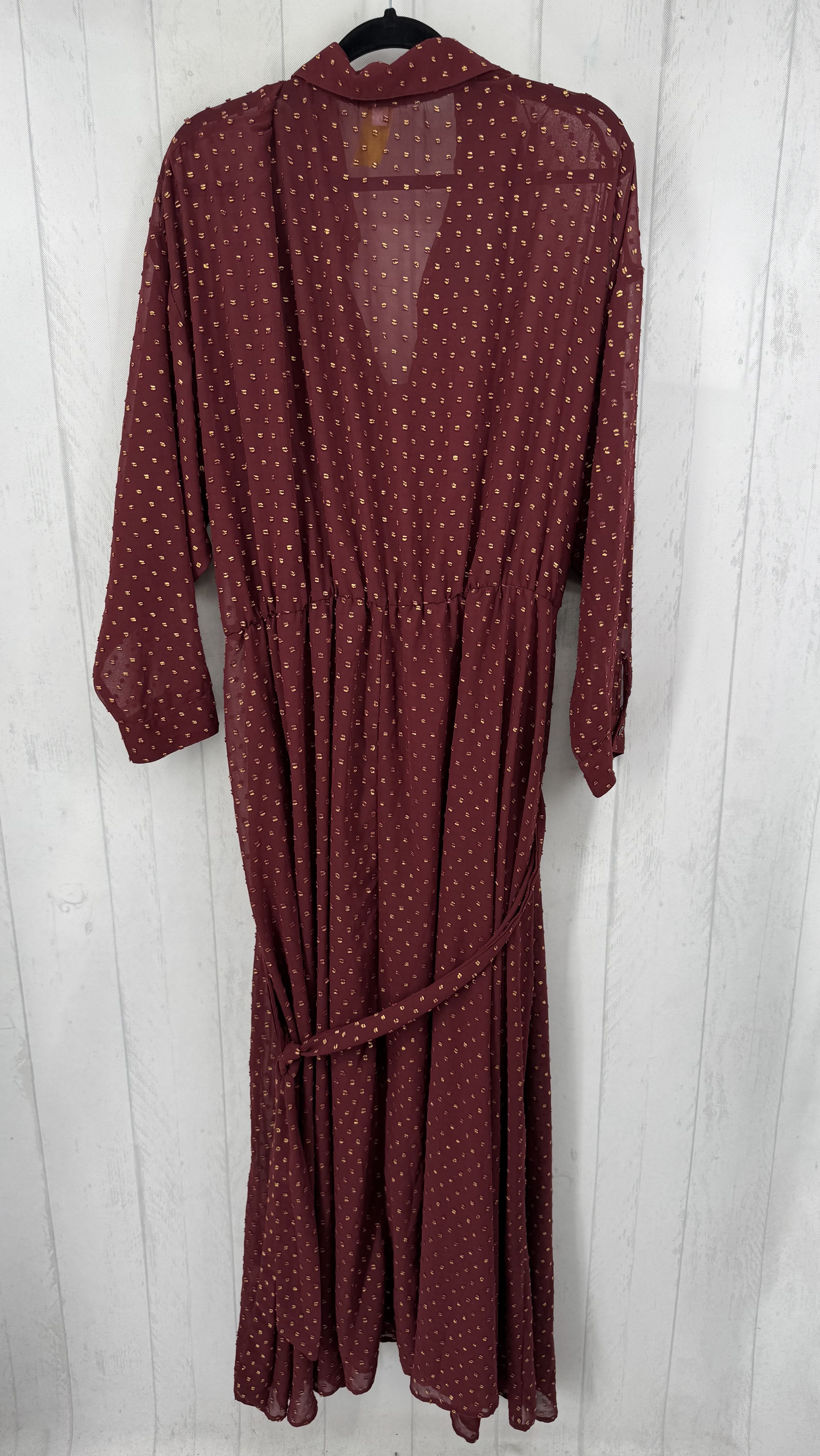 22/24 swiss dot button down belted l/s dress