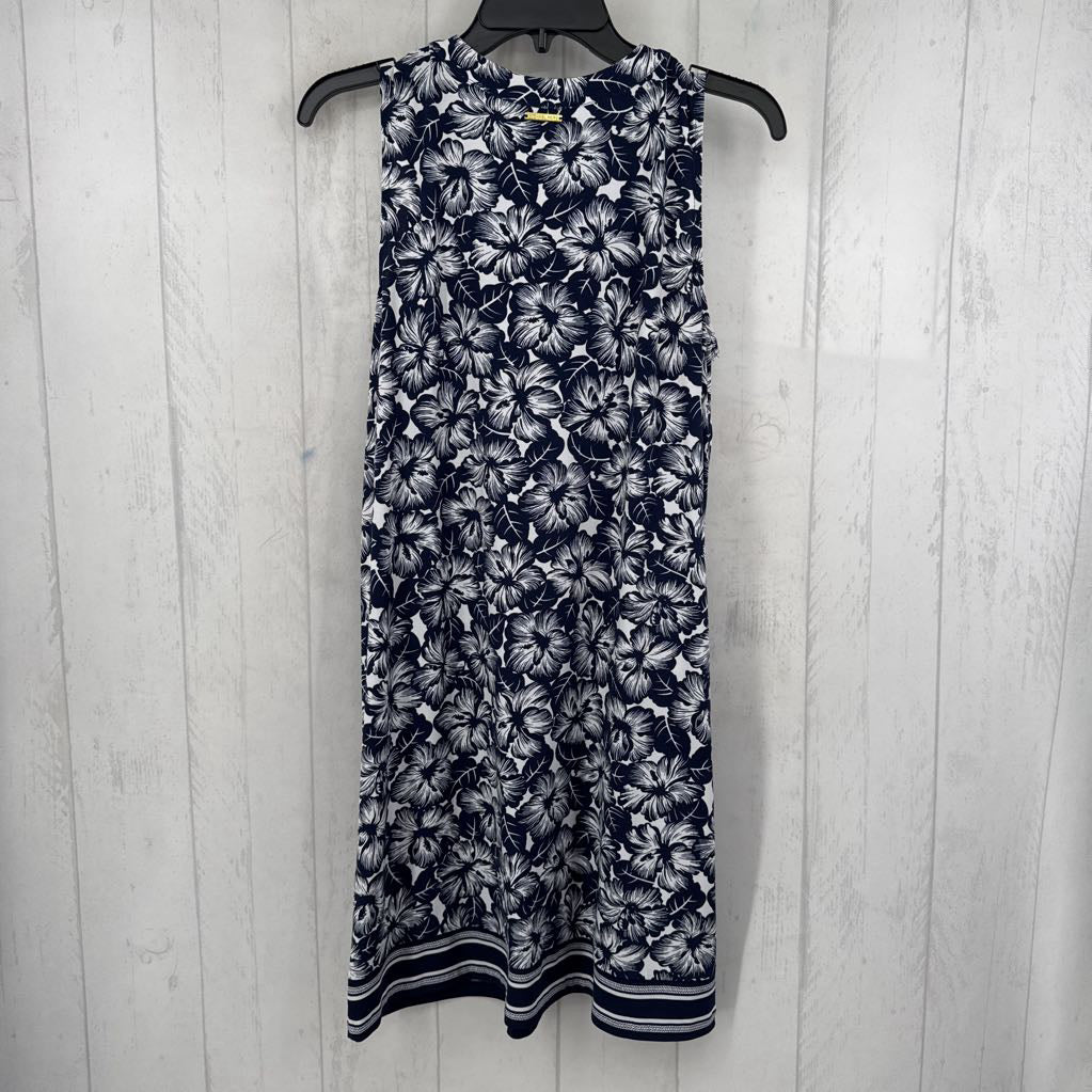 M flo print lace-up slvls dress