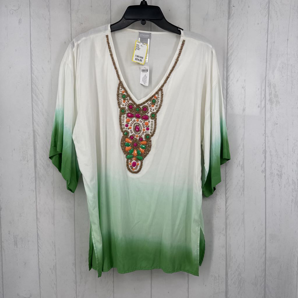 M ombre embelished s/s top