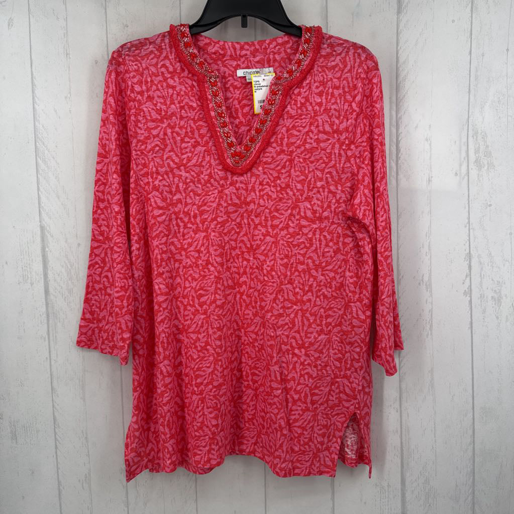 M embelished v-neck 3/4 slv tunic