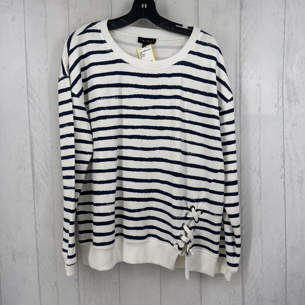 M striped crewneck sweatshirt