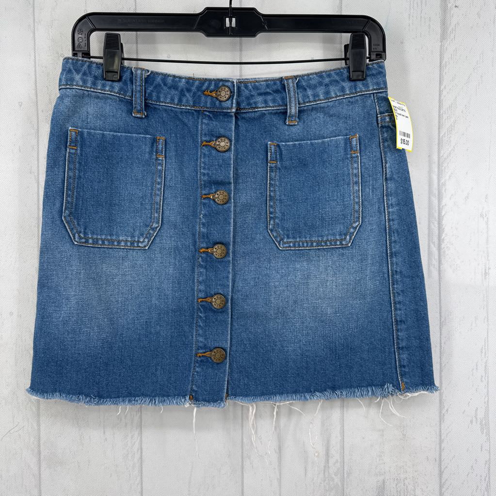 S frayed hem jean skirt