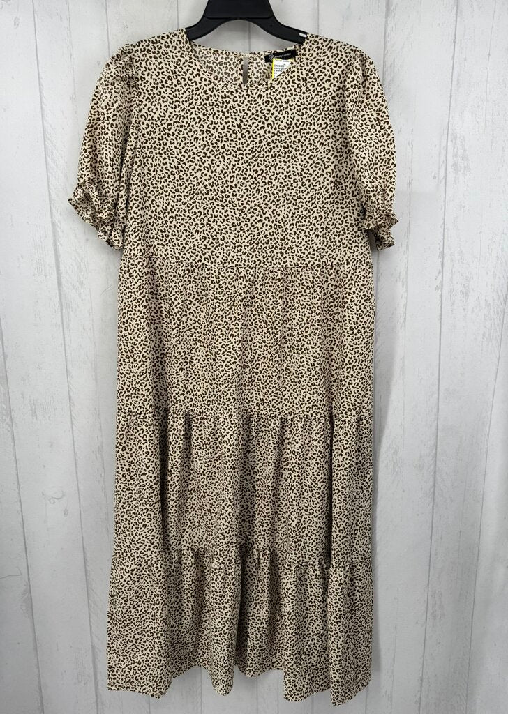 L animal print tiered s/s dress