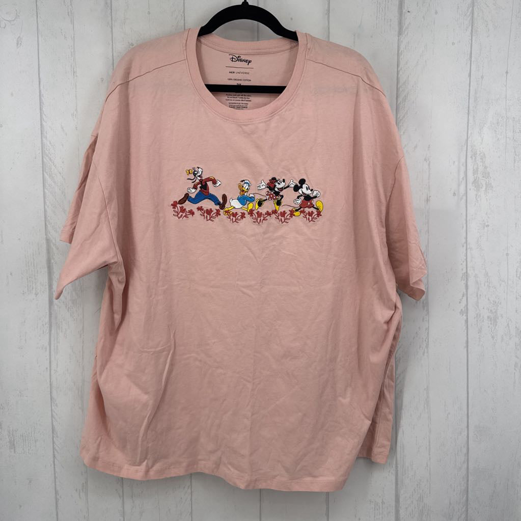 2X embroidered s/s tee-mickey & friends