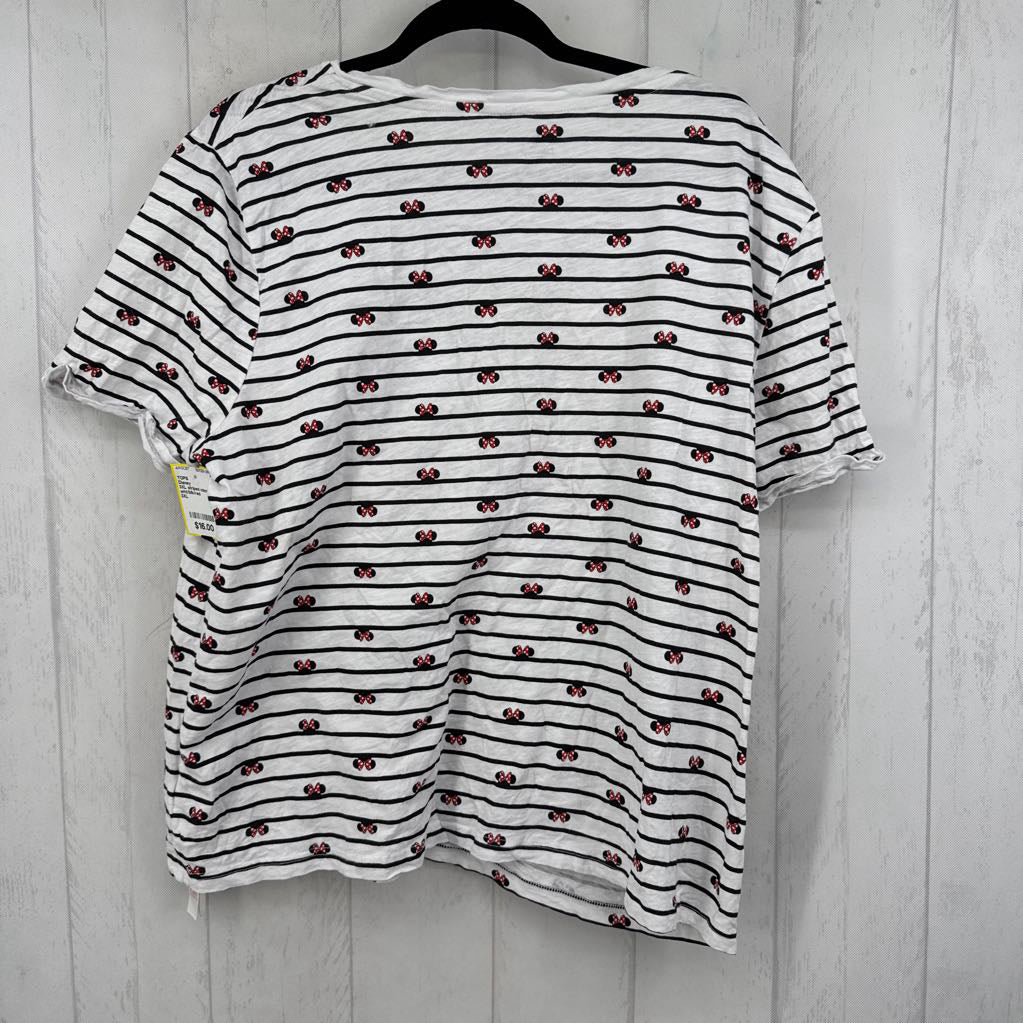 3XL striped minnie mouse print v-neck s/s tee