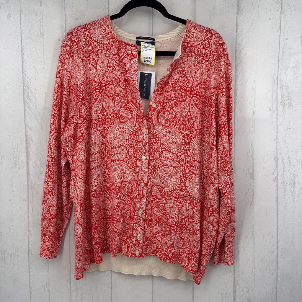 1X paisley print button down cardi