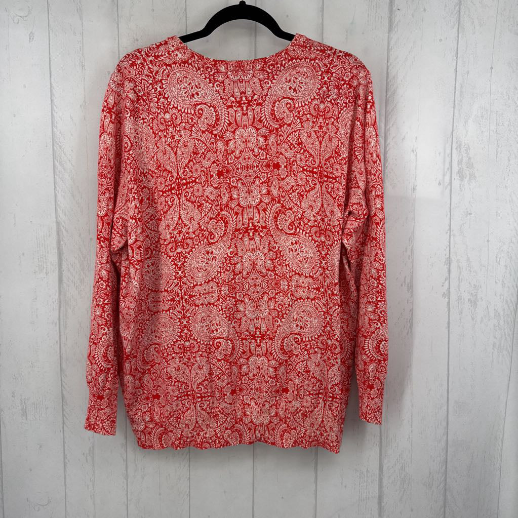 1X paisley print button down cardi