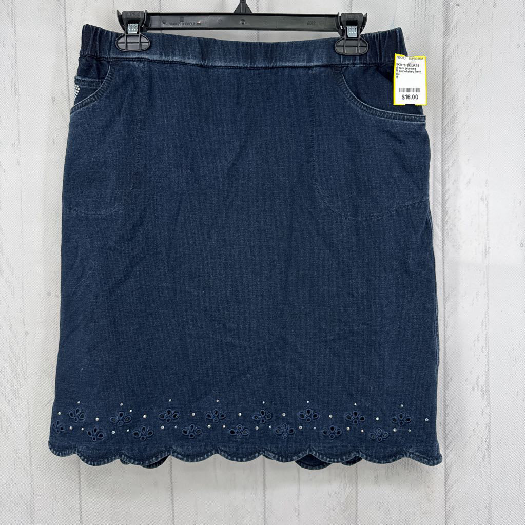 M embelished hem stretch denim skort