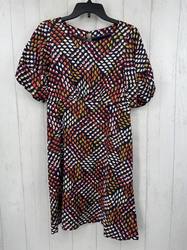 4 flo print hi-waist s/s dress