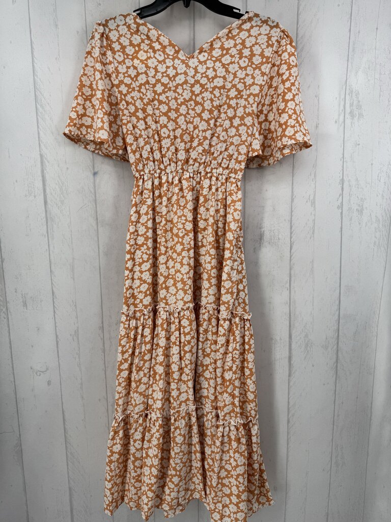 S flo print smocked s/s dress