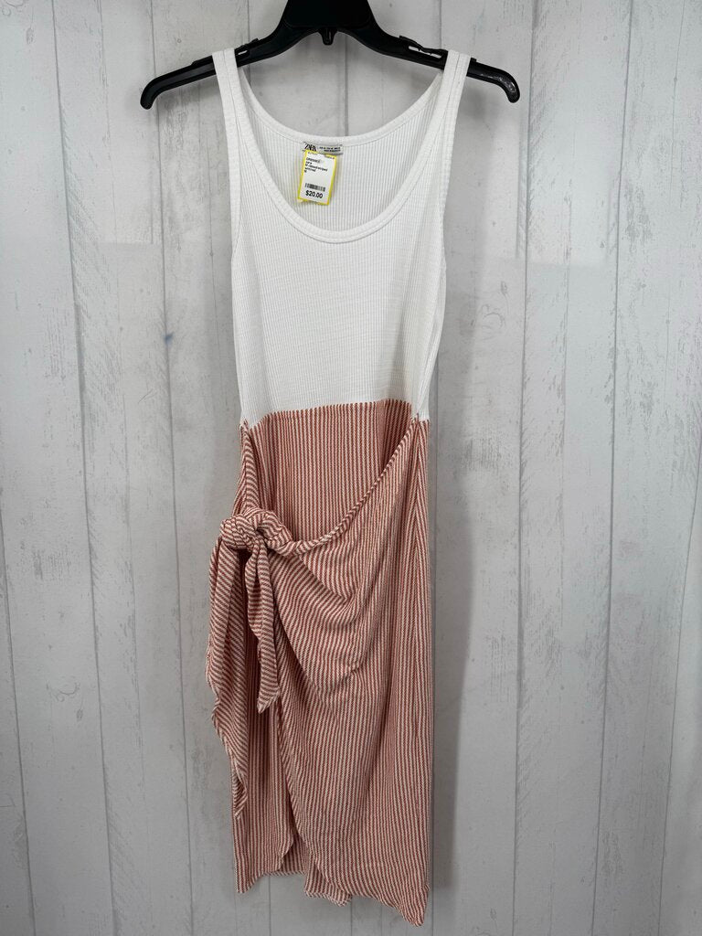 M ribbed/striped slvls wrapdress