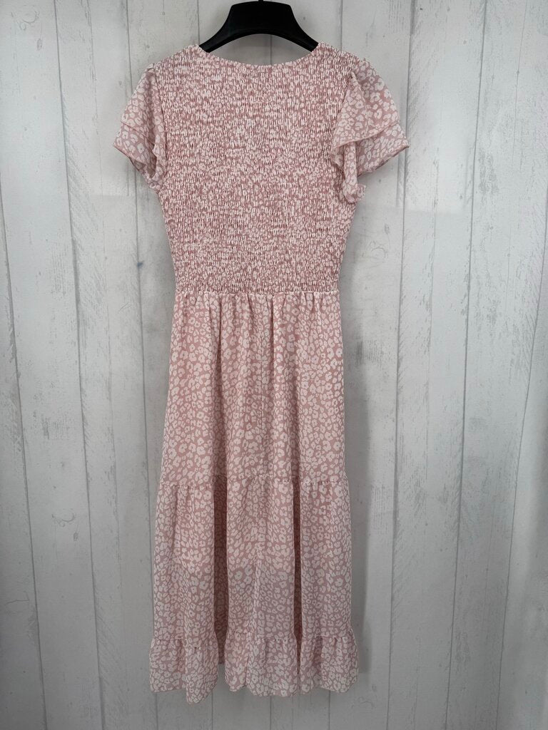 S flo print smocked s/s dress