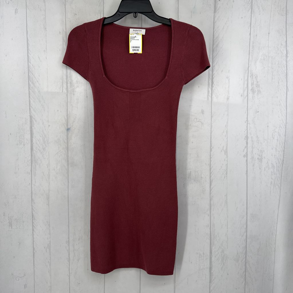 S rib knit scoop neck s/s dress