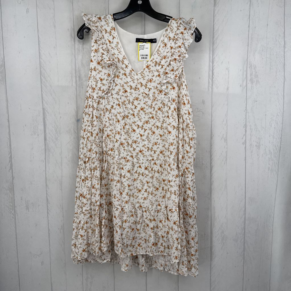 M flo print v-neck flutter slv dress